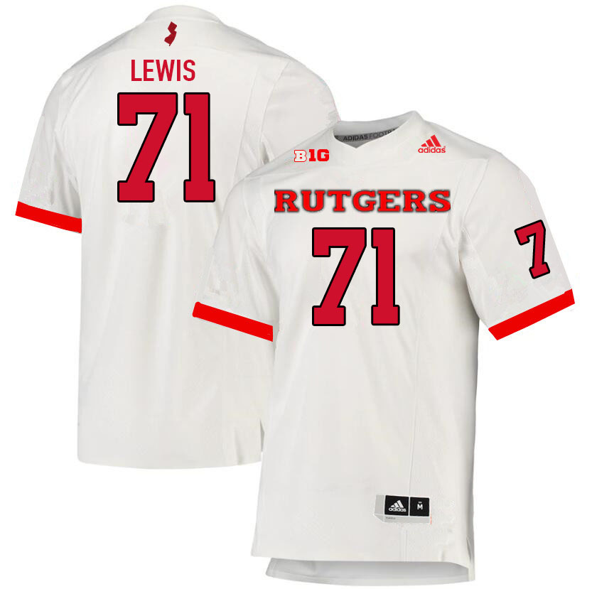 Men #71 Aaron Lewis Rutgers Scarlet Knights College Football Jerseys Sale-White - Click Image to Close